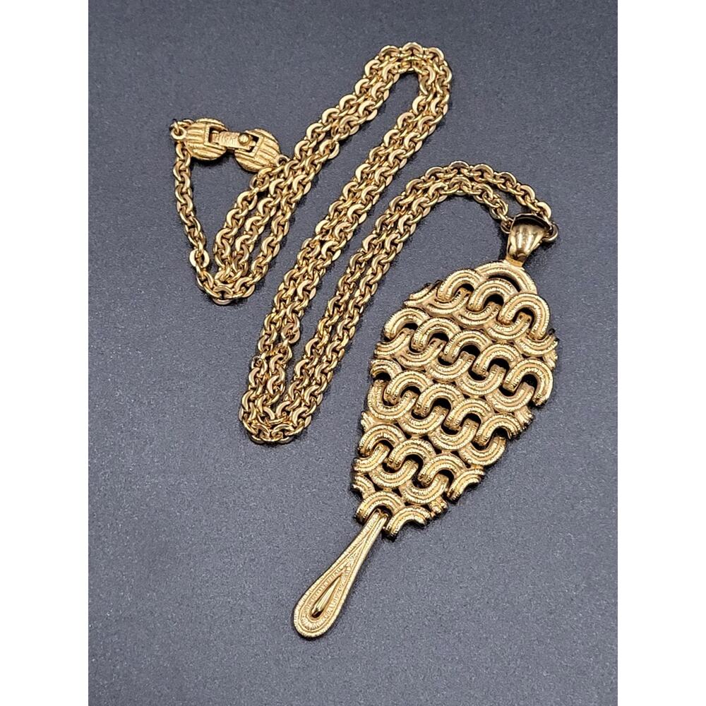 Monet Necklace Raging Seas Gold Tone 60s Statement Vintage